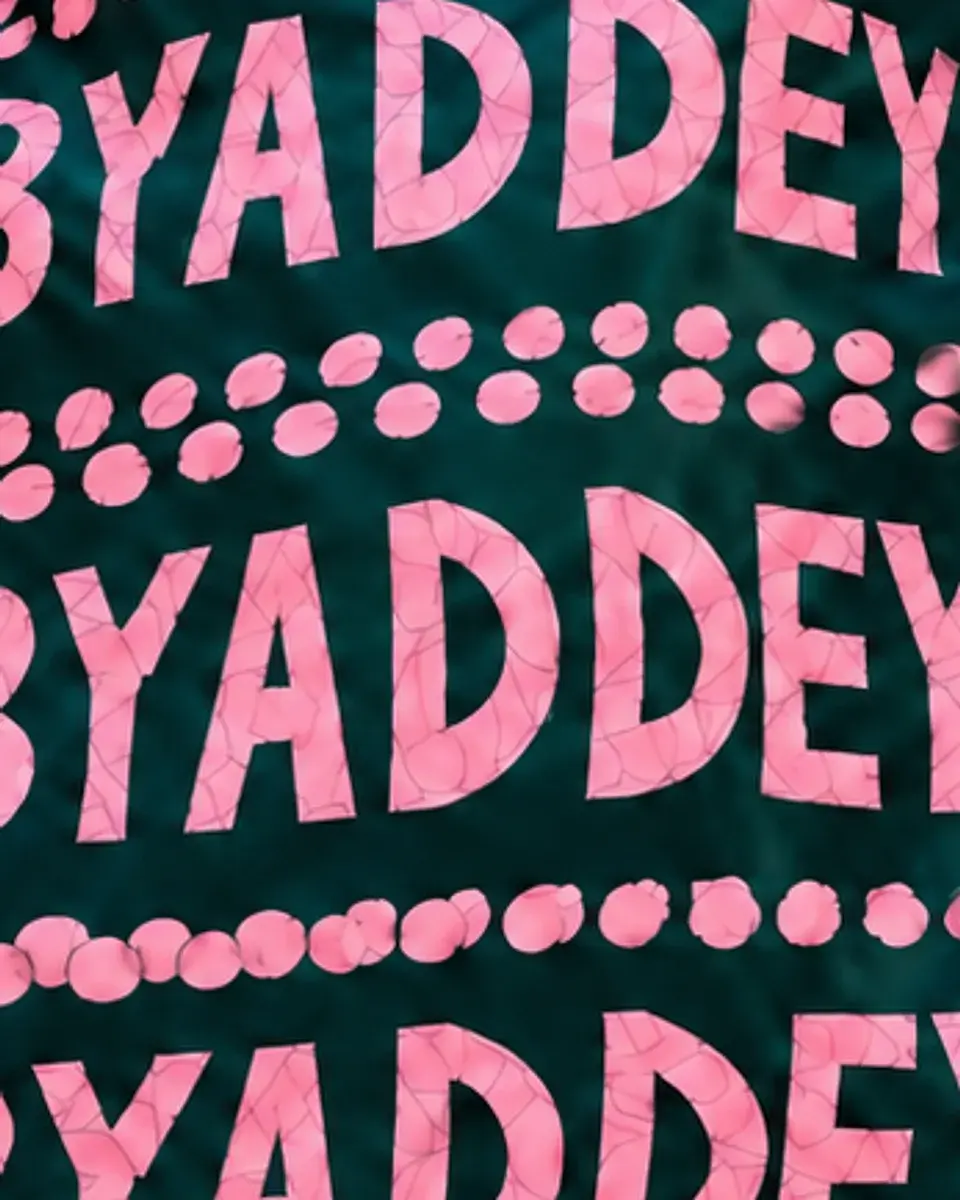 The BYADDEY print on deep teal satin
